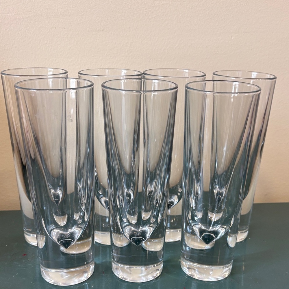 Vintage 1980s Carlo Moretti Italian ‘Bullet’ Glasses. Set of 7.